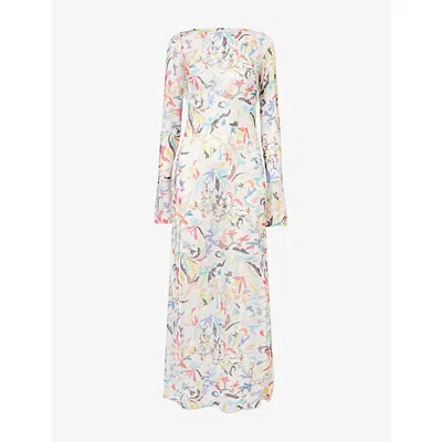Missoni Womens Macro Flower Print Floral-print Long-sleeve Maxi Cover-up In Multi