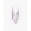 Missoni Womens Multicolor Chevron-knit Sequin Swimsuit In White