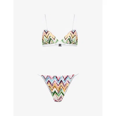 Missoni Womens Multicolor Chevron-print Bikini Set