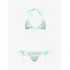Missoni Triangle Bikini In Viscose With Floral Motif In Blue