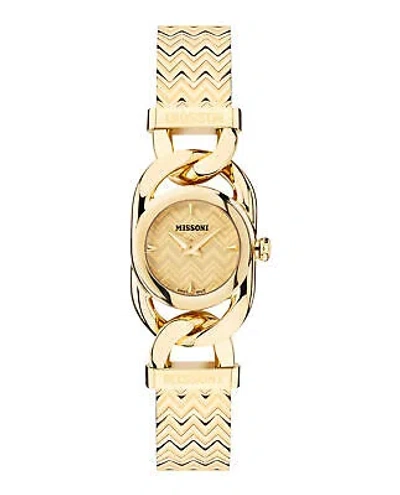 Pre-owned Missoni Womens  Gioiello Ip Yellow Gold 22mm Bracelet Fashion Watch