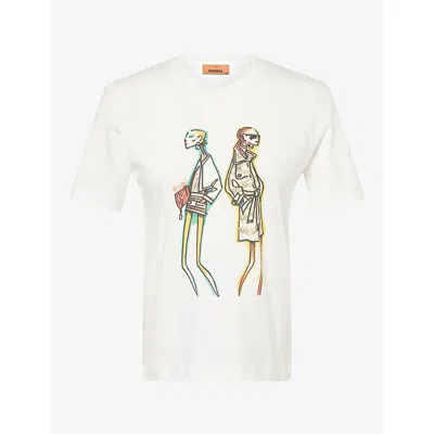 Missoni Womens  Graphic-print Short-sleeve Cotton T-shirt In White