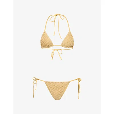 Missoni Womens  Lamé Triangle Bikini Set In Gold