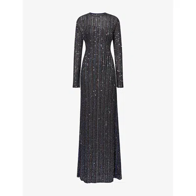 Missoni Womens  Long-sleeve Sequinned Woven Maxi Dress In Blue