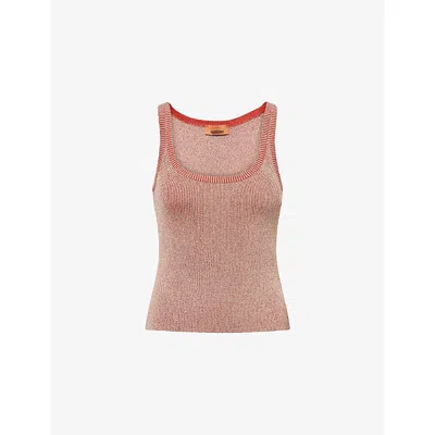 Missoni Metallic Ribbed Top In Red