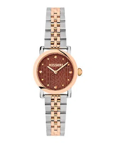 Pre-owned Missoni Womens  Mini Monogram Two Tone 28mm Bracelet Fashion Watch