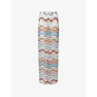 Missoni Womens Miss Wave Lurex Knitted Trousers Multicolor W/white Base