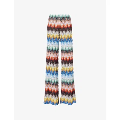 Missoni Womens  Straight-leg Metallic-knit Trousers In Multi