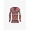 Missoni Metallic Striped V-neck Cardigan In Brown Black Red Orange