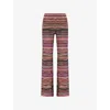 Missoni Womens  Striped Metallic-weave Straight-leg Mid-rise Knitted Trousers In Brown Black Red Orange