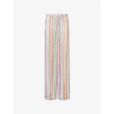 Missoni Womens Multi Wide-leg Zig-zag Knitted Trousers
