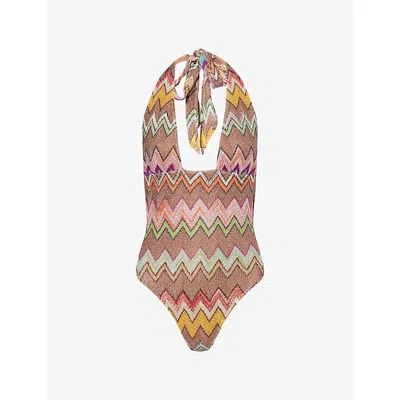 Missoni Womens Multi Zigzag Raschel-knit Swimsuit