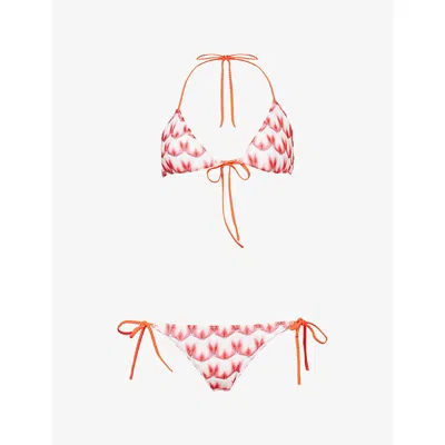 Missoni Womens Multi Red/pink Chevron-print Raschel Knit Bikini Set
