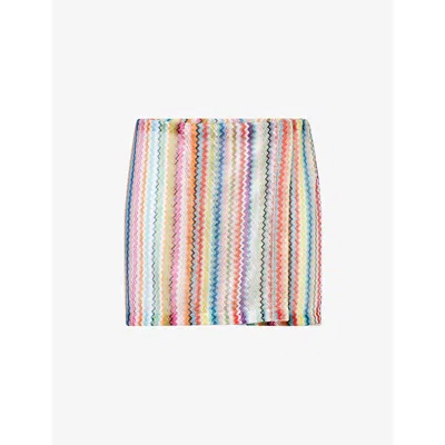 Missoni Womens  Wrap-over Zig-zag Knitted Mini Skirt In Multi