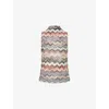 Missoni Womens Multi Wte Blu Brwn Chevron Flared Knitted Top