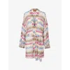 MISSONI WOMENS RASCHEL BELTED KNITTED COVER-UP MULTI W/WHITE BASE XS