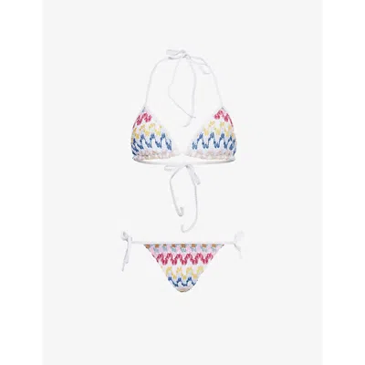 Missoni Womens Multi W/white Base Raschel Triangle Lace-knit Bikini Set