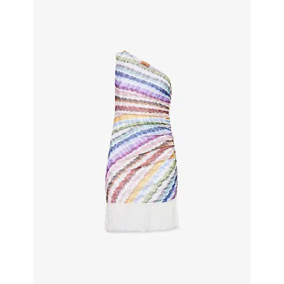 Missoni Womens  Asymmetric Fringed Knitted Mini Cover-up In Multi