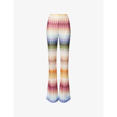 Missoni Womens Flared Dégradé-lace Motif Trousers Multicolor Blu Ylw, Grn