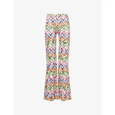 Missoni Womens Multicolor Chevron Flared Knitted Trousers