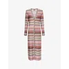 Missoni Womens Multicolor Chevron Metallic-knit Long Cardigan In Multi