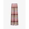 Missoni Womens Multicolor Chevron Metallic-knit Wide-leg Trousers In Multi