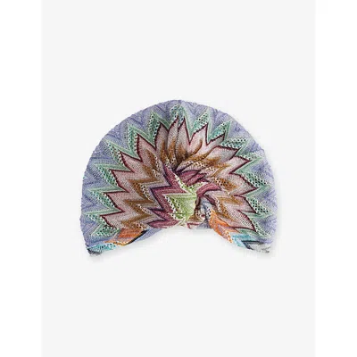 Missoni Womens Multicolor Chevron Metallic-knit Turban