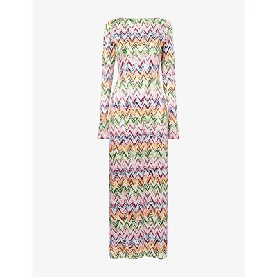 Missoni Womens Multicolor Chevron Open-back Knitted Maxi Dress