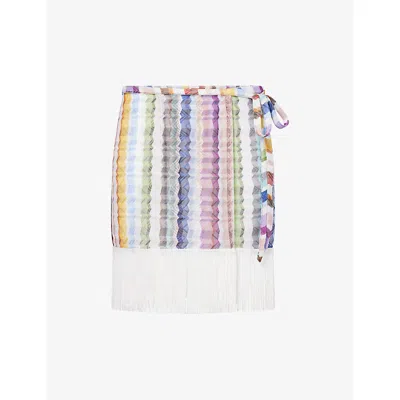 Missoni Womens  Fringed Wrap-round Knitted Mini Skirt In Multi