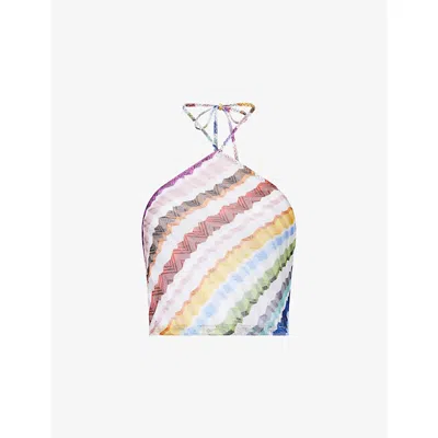 Missoni Womens  Halter-neck Cropped Knitted Top In Multi