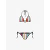 Missoni Womens Multicolor Miss Striped Metallic-weave Bikini Set