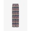 Missoni Womens Multicolor Tones Chevron Metallic-knit Wide-leg Trousers