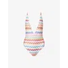 Missoni Womens Multicolor W/light Base Chevron Plunge Knit Swimsuit In Multi