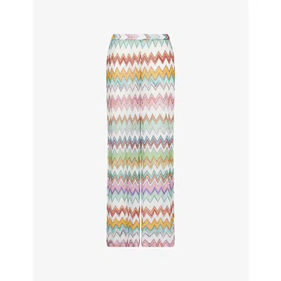 Missoni Womens Multicolor W/white Base Chevron Raschel-knit Trousers