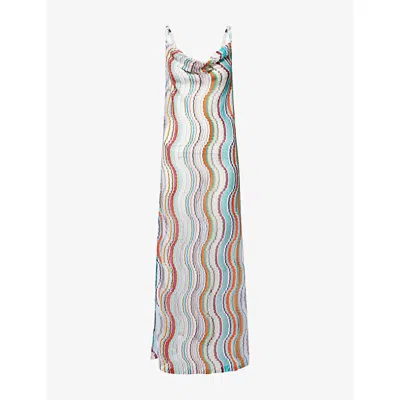 Missoni Womens Miss Wave Lurex Knitted Maxi Dress Multicolor W/white Base