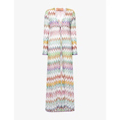 Missoni Womens Multicolor W/white Base Zig-zag Metallic Knitted Cover-up
