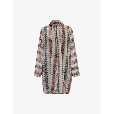 Missoni Zigzag Tie Neck Minidress In Multicolour