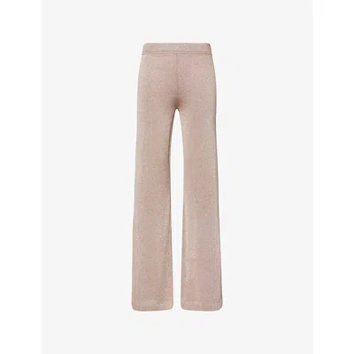 Missoni Womens Rose Gold Tones Flared Metallic-weave Knitted Trousers
