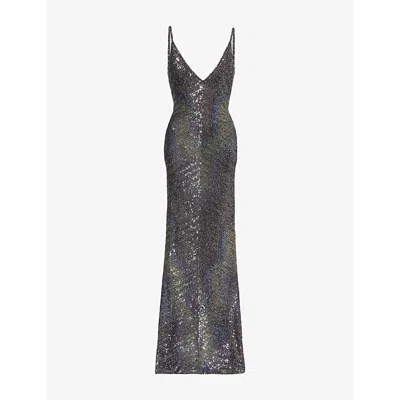Missoni Womens Sequinned Cami Woven Maxi Dress Multicolor Brwn Blu Ylw In Gray