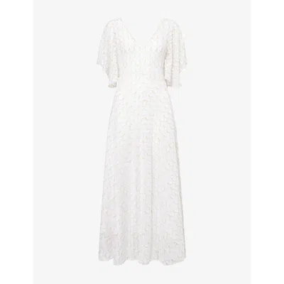 Missoni Womens White And Gold Caped-sleeve Lamé Knitted Midi Dress