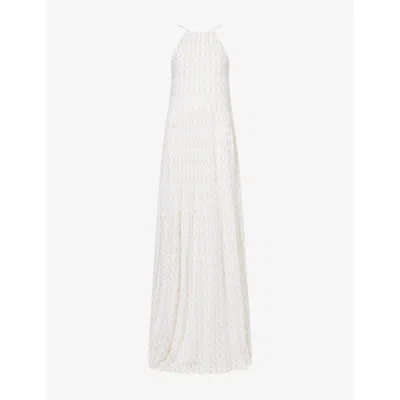 Missoni Womens White And Gold Scoop-back Tiered Knitted Maxi Dress In Multi