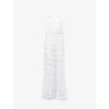 Missoni Womens White W/silver Lame Miss 3d Chevron Fringe Knitted Metallic Jumpsuit