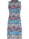Missoni Round Neck Sleeveless Dress In Clear Blue