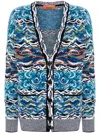 Missoni Buttoned Cardigan Multicolor Blue Tones In Clear Blue