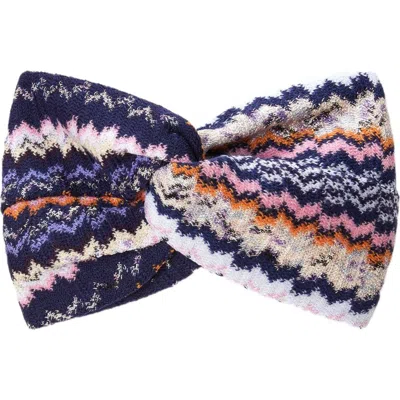 Missoni Wool And Viscose Headband In Blue