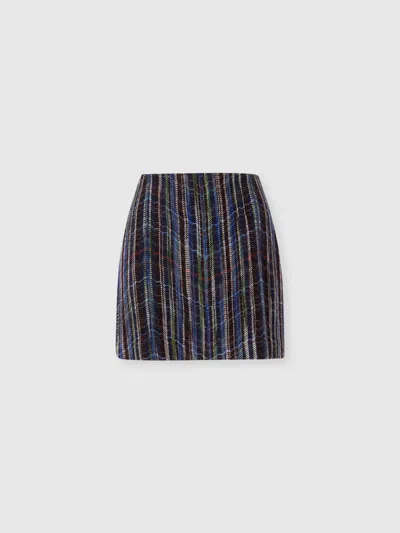 Missoni Wool And Viscose Mini Skirt With Woven Motif In Blue