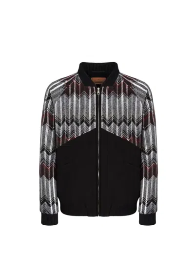 MISSONI MISSONI WOOL-BLEND BOMBER JACKET WITH ZIGZAG INSERT