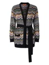 Missoni Relaxed Fit Cardigan With Belt And Chevron Pattern In Multi