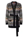 Missoni Relaxed Fit Cardigan With Belt And Chevron Pattern In Multi