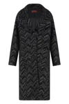Missoni Chevron Pattern Wool Blend Coat With Long Sleeves In Black